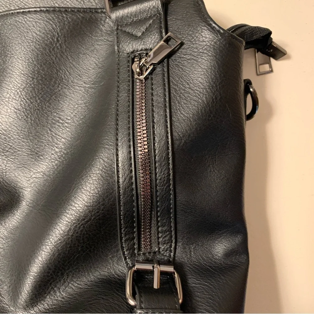Black Vegan Leather Tote with Gunmetal Hardware. EUC - Picture 11 of 15